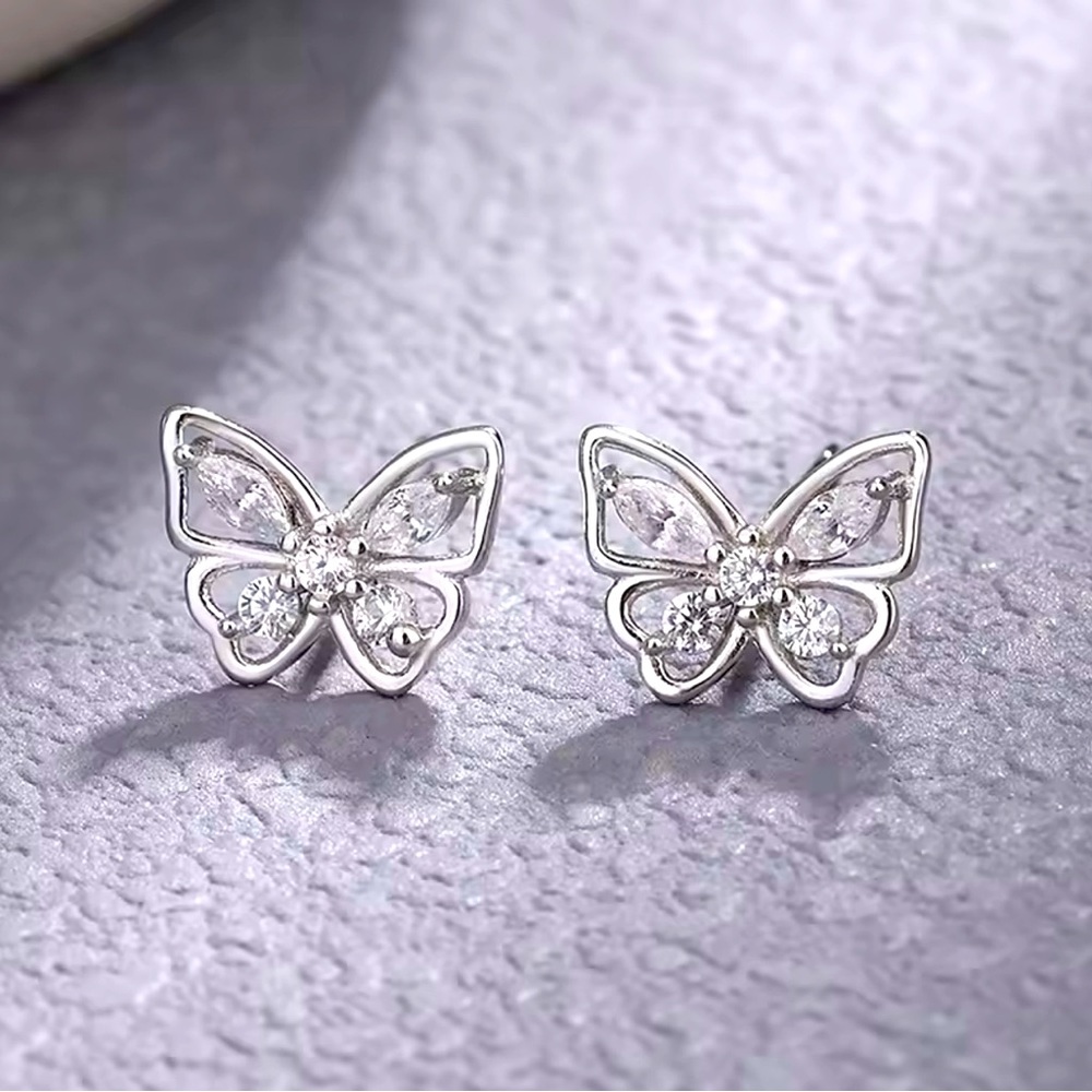 New 925 Sterling Silver Butterfly Earrings